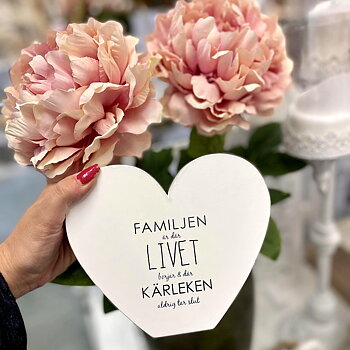 Stående Hjärta "Familjen Livet", 15 cm