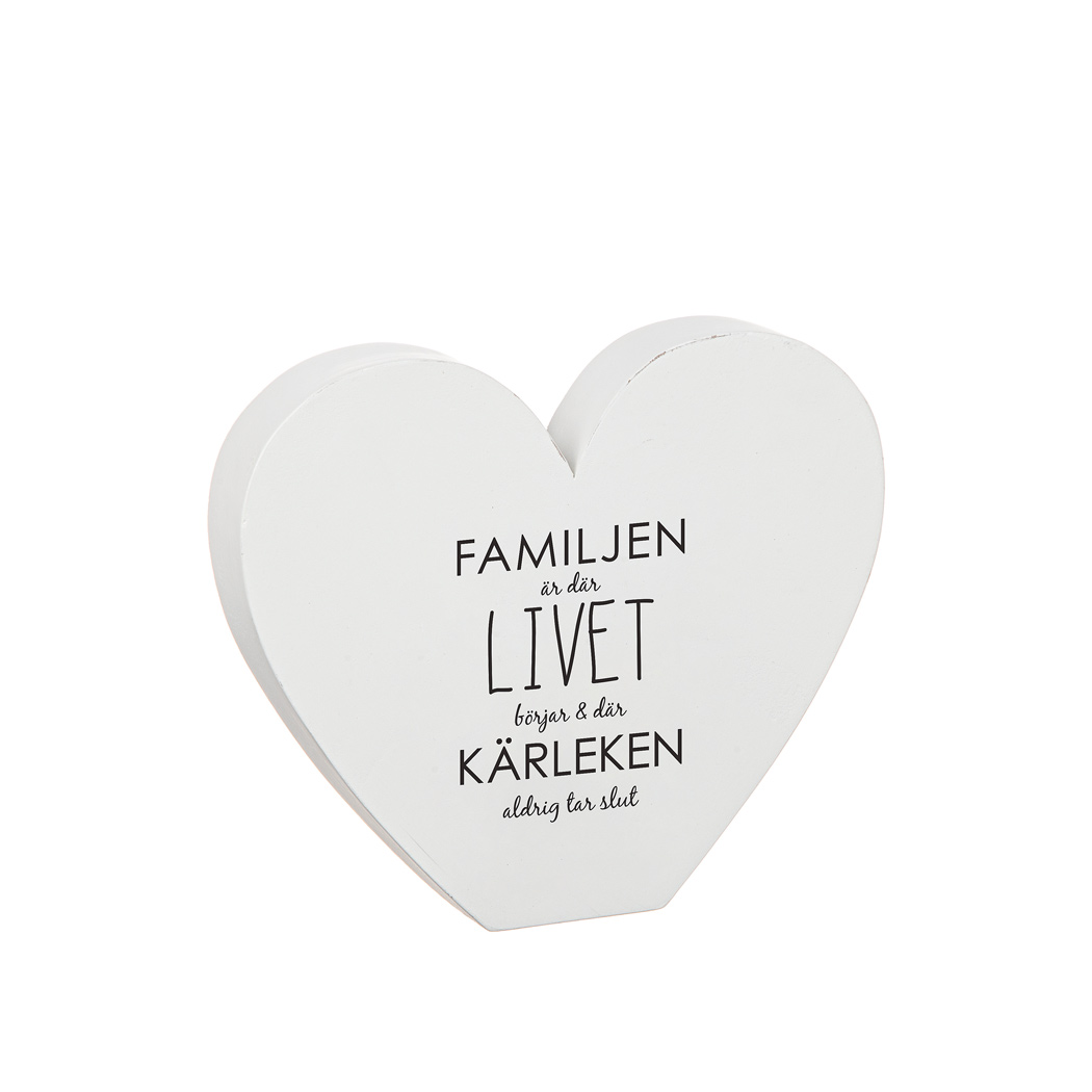 Stående Hjärta "Familjen Livet", 15 cm - 2