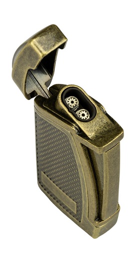 Passatore  Bogota II Jet Flame Lighter - Inbyggd Cigarrborr Brass Antique Open