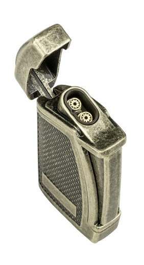 Passatore  Bogota II Jet Flame Lighter - Inbyggd Cigarrborr Silver Antique Open