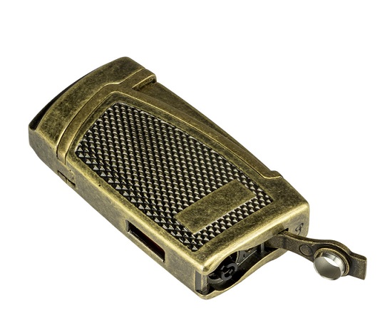 Passatore  Bogota II Jet Flame Lighter - Inbyggd Cigarrborr Brass Antique Punch