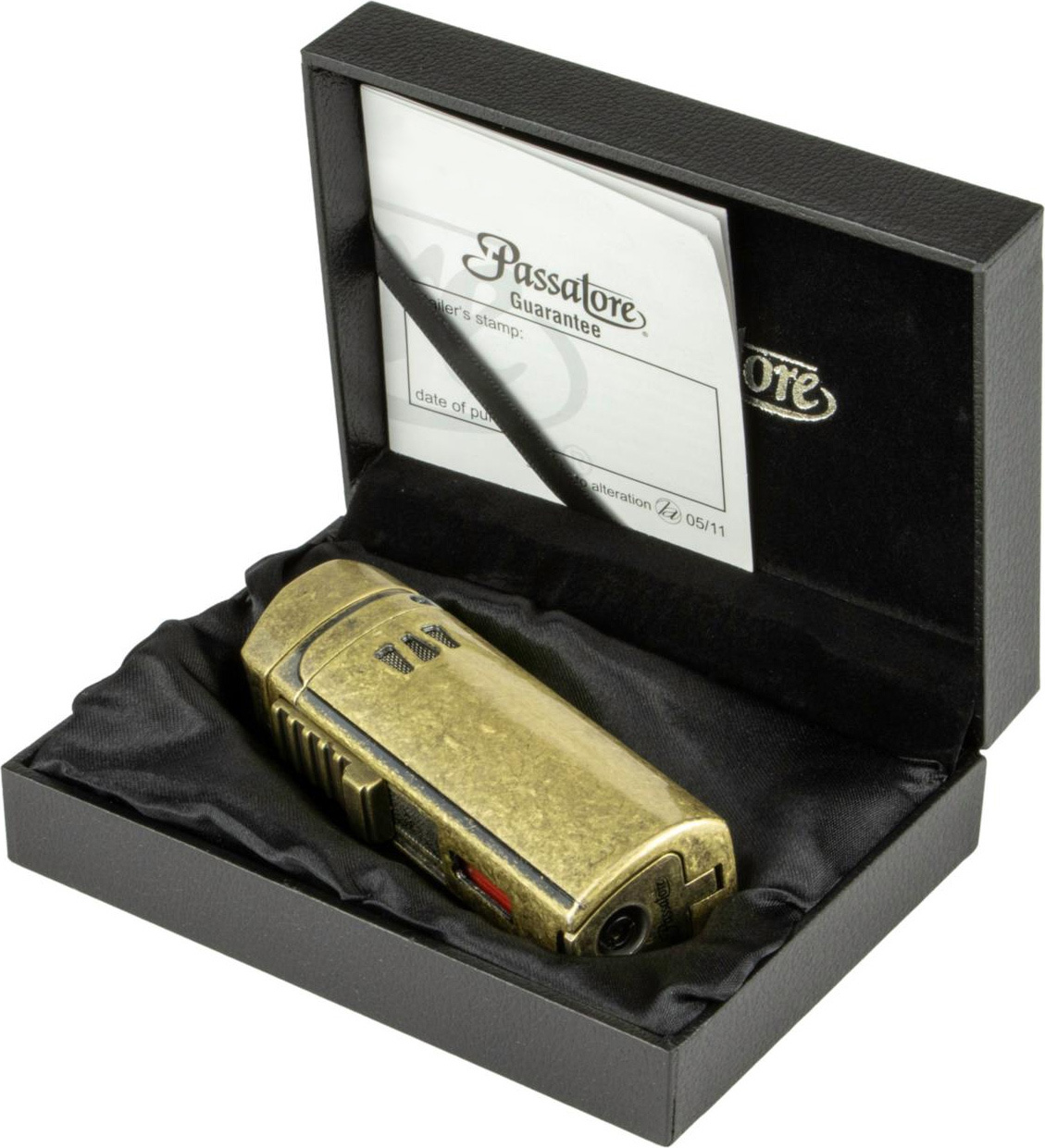 Passatore Trinidad III Flame Jet Lighter - Inbyggd Cigarrborr Brass Antique Giftbox