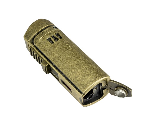 Passatore Trinidad III Flame Jet Lighter - Inbyggd Cigarrborr Brass Antique Punch