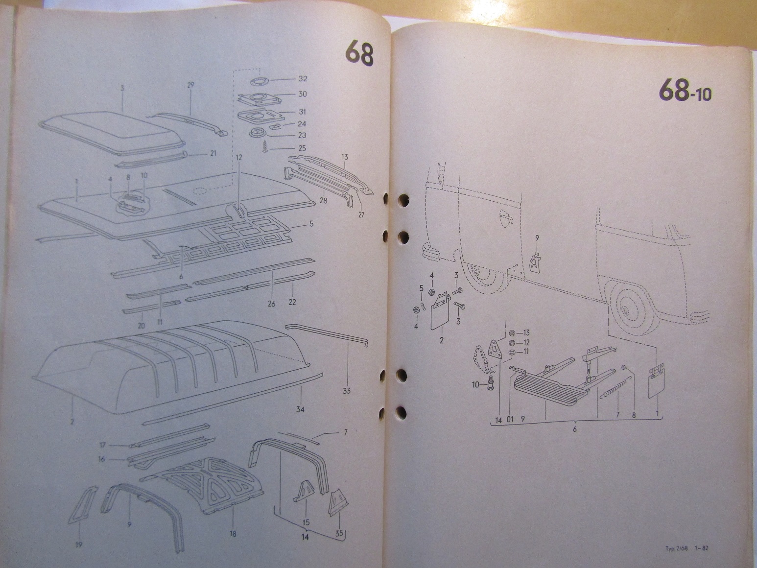 1968 - 1979 Volkswagen Buss Typ 2 Reservdelskatalog illustrationer - 2