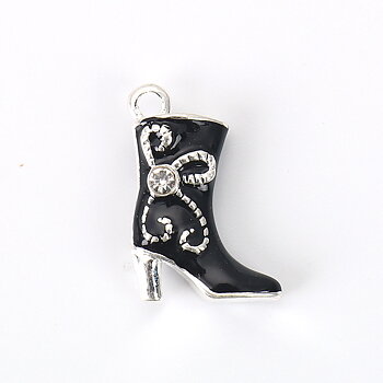 Berlock, Emaljerad Boot - svart m rhinestones