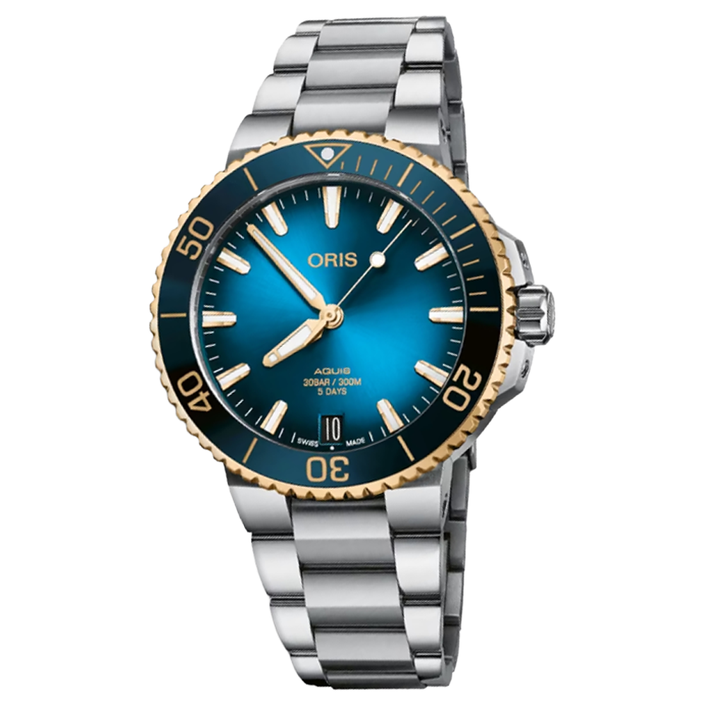 01 400 7769 6355-07 8 22 09PEB Oris Aquis Date Calibre 400 41,5 bic blå