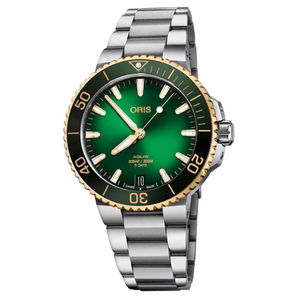 01 400 7769 6357-07 8 22 09PEB Oris Aquis Date Calibre 400 41,5 bic grön