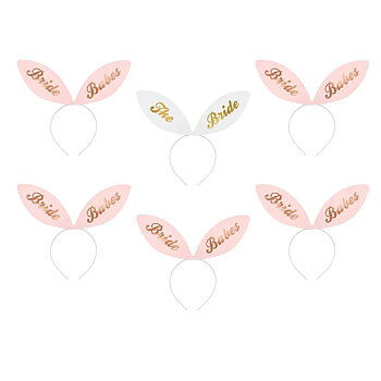 Diadem med kaninöron "Bride to be" 6-pack