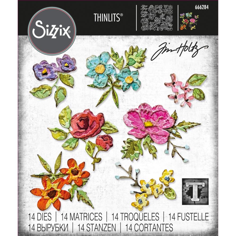 Sizzix Tim Holtz Thinlitz Flowers Mini Brushstroke Pyssloteket 3028