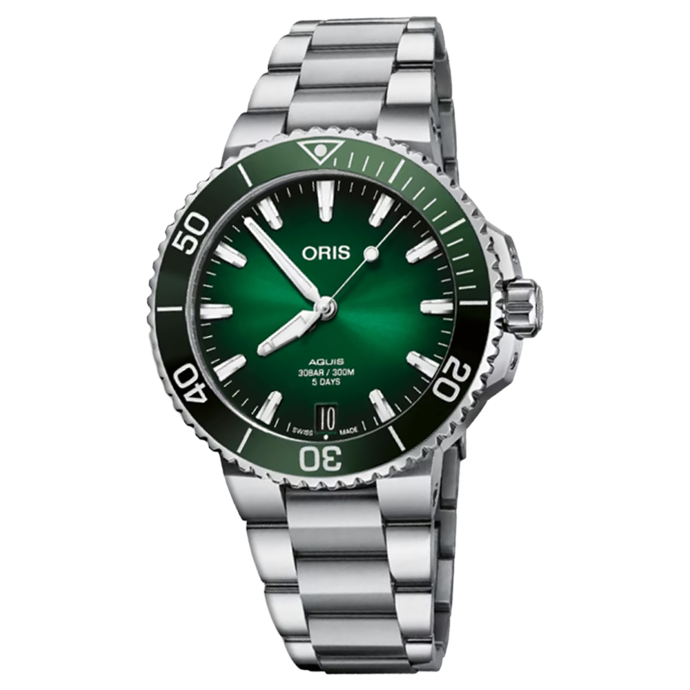 01 400 7769 4157-07 8 22 09PEB Oris Aquis Date Calibre 400 41,5 grön
