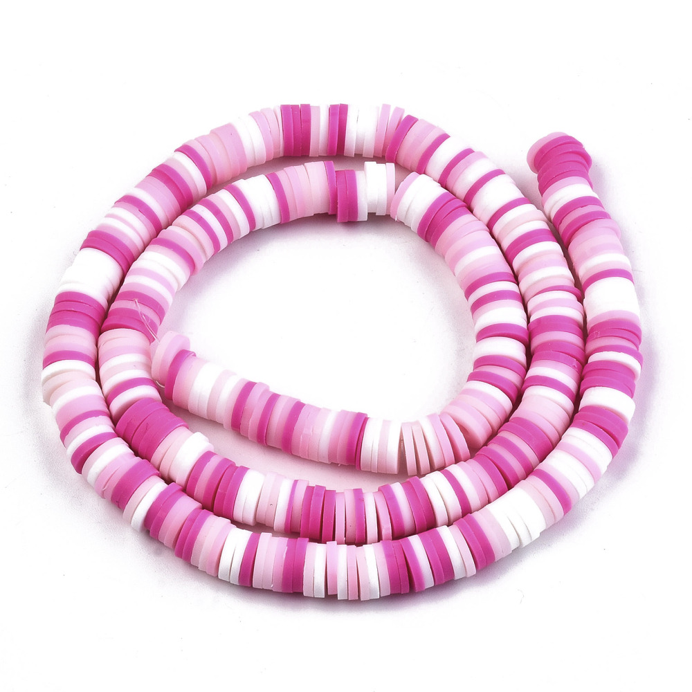 Heishi pärlor i fimo rosa mix