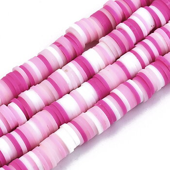 Heishi pärlor i fimo rosa mix