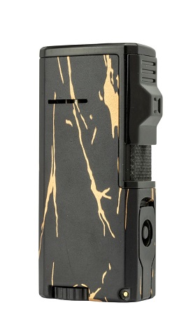 Sky Windsor III Flame Jet Lighter - Inbyggd Cigarrborr Black/Gold Marble