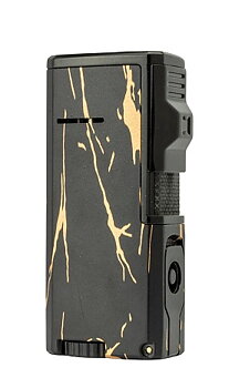 Sky Windsor III Flame Jet Lighter - Inbyggd Cigarrborr Black/Gold Marble