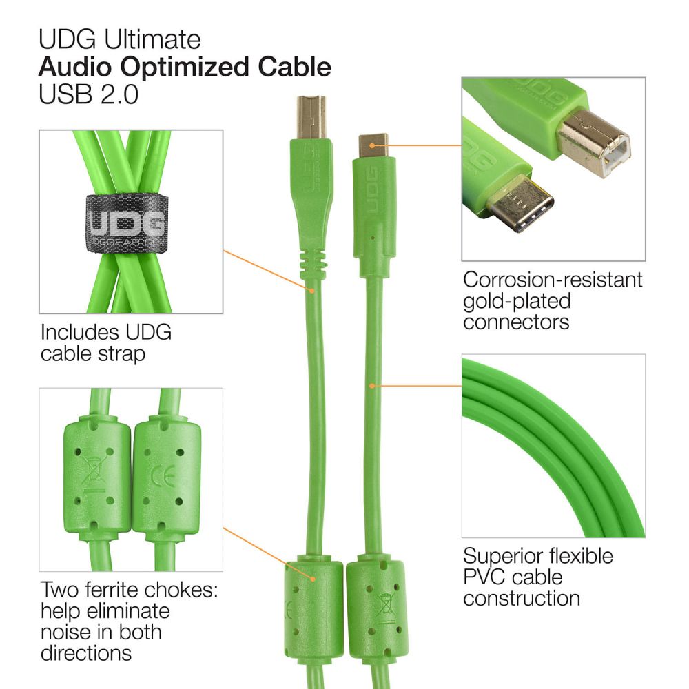 UDG Ultimate USB 2.0 C-B Green 1,5 m - 3