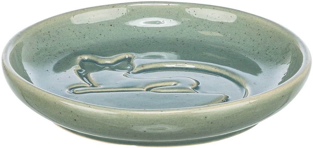 Skål, keramik, katt, ø 14.5 cm, grön