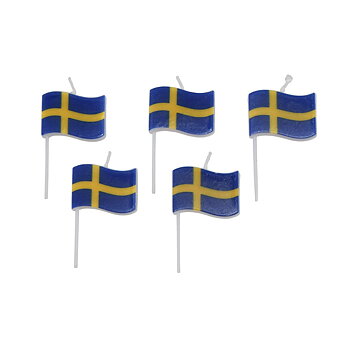 Tårtljus svenska flaggor 5 st