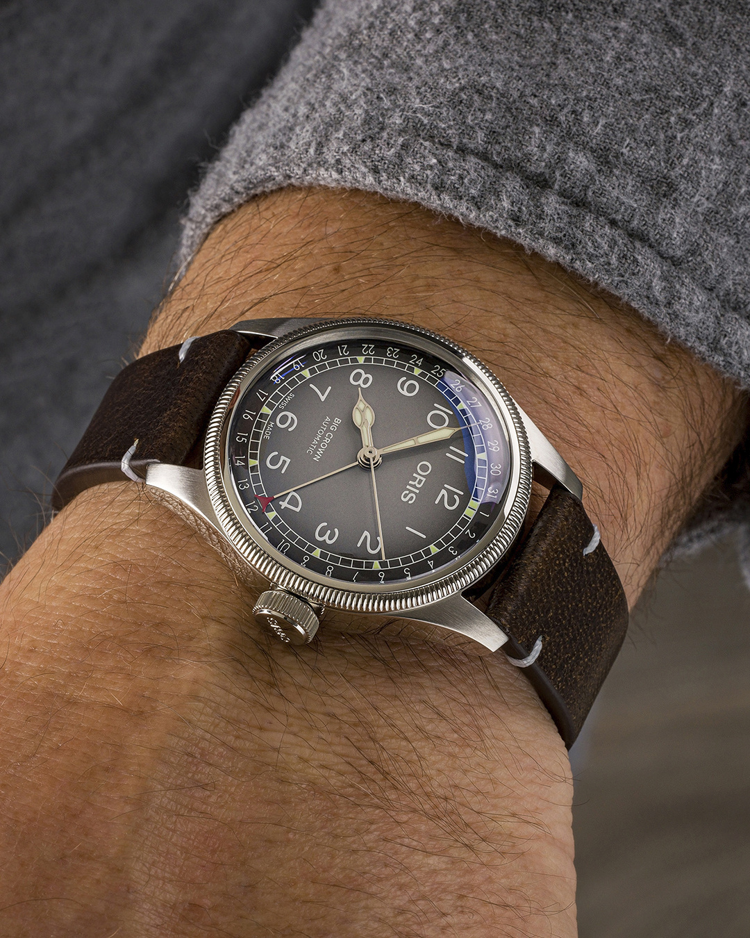 01 754 7779 4063-Set Oris Big Crown X Cervo Volante grå 38