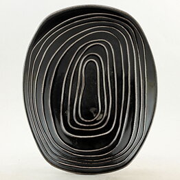  Hjördis Oldfors (Atoll 1956) Modern Black Bowl with Relief Decor 23 cm