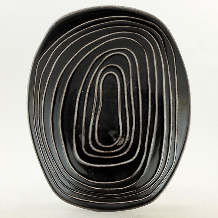  Hjördis Oldfors (Atoll 1956) Modern Black Bowl with Relief Decor 23 cm