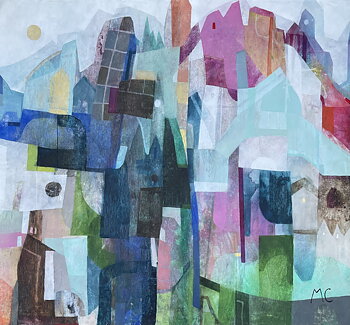 "Down Town" Akryltavla målad av Maria C Bernhardsson/ MC, orginal