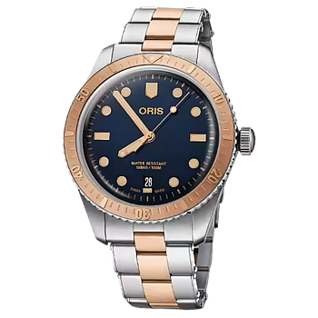 01 733 7707 4355-07 8 20 17 Oris Divers Sixty-Five 40 stål brons blå
