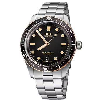 01 733 7707 4354-07 8 20 18 Oris Divers Sixty-Five 40 stål brons svart