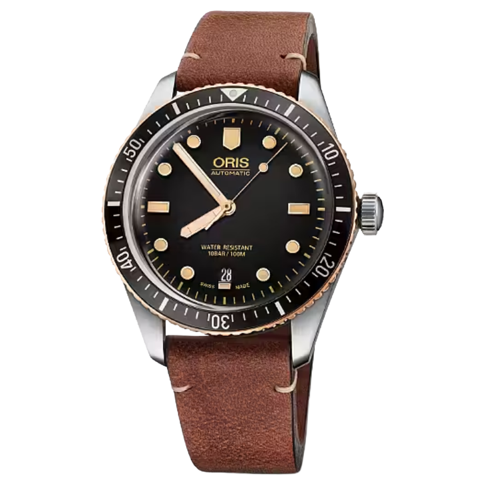 01 733 7707 4354-07 5 20 45 Oris Divers Sixty-Five 40 stål brons svart