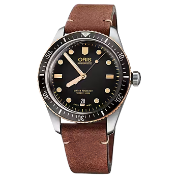 01 733 7707 4354-07 5 20 45 Oris Divers Sixty-Five 40 stål brons svart