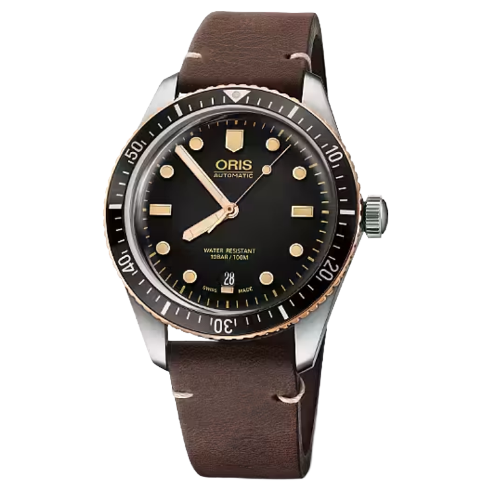 01 733 7707 4354-07 5 20 55 Oris Divers Sixty-Five 40 stål brons svart