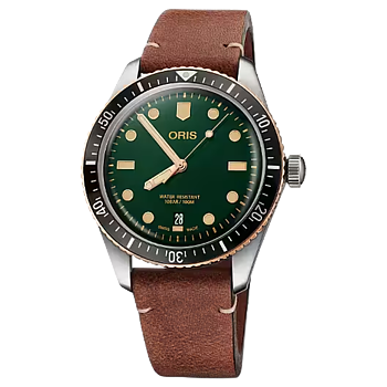 01 733 7707 4357-07 5 20 45 Oris Divers Sixty-Five 40 stål brons grön