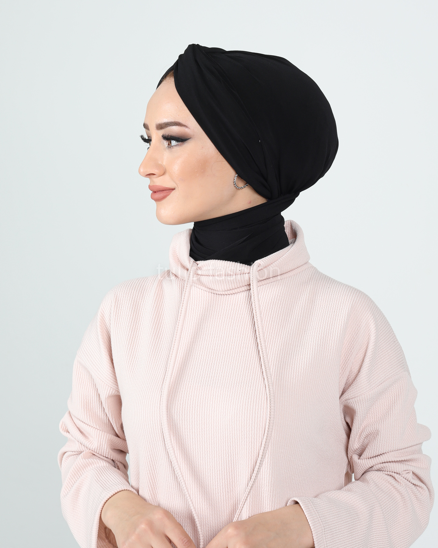 Turban with Shawl - Sundus - Black - 2