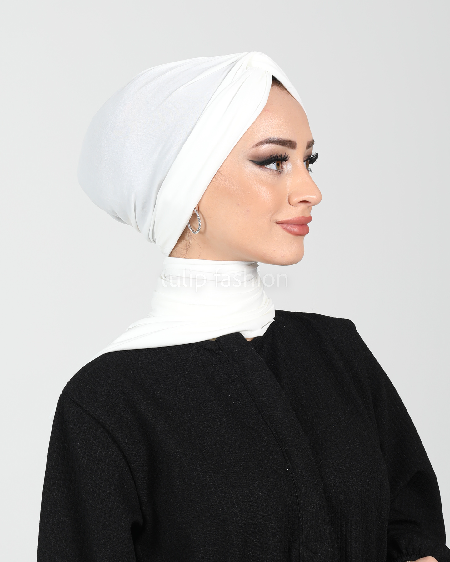 Turban with Shawl - Sundus - White