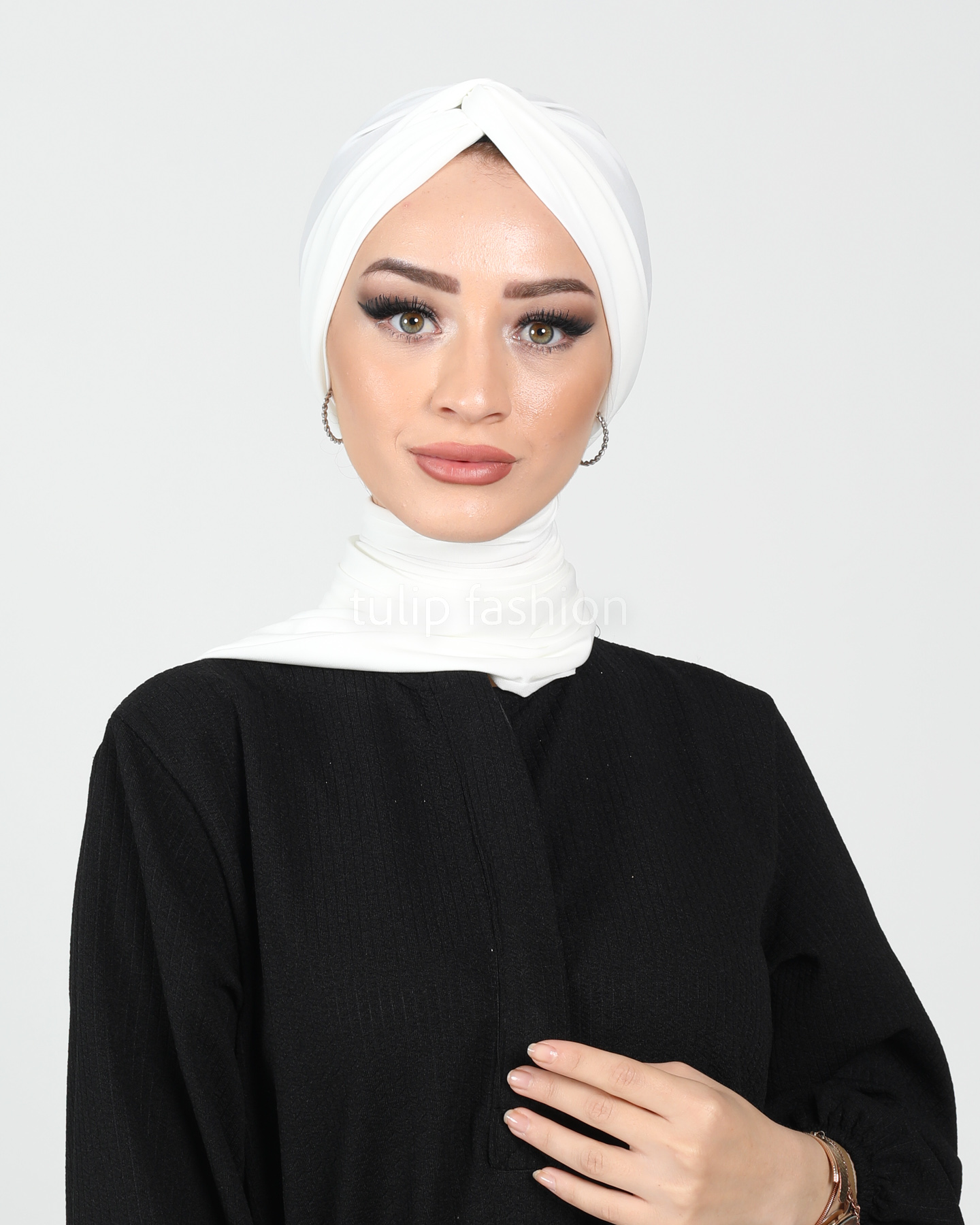 Turban with Shawl - Sundus - White - 2
