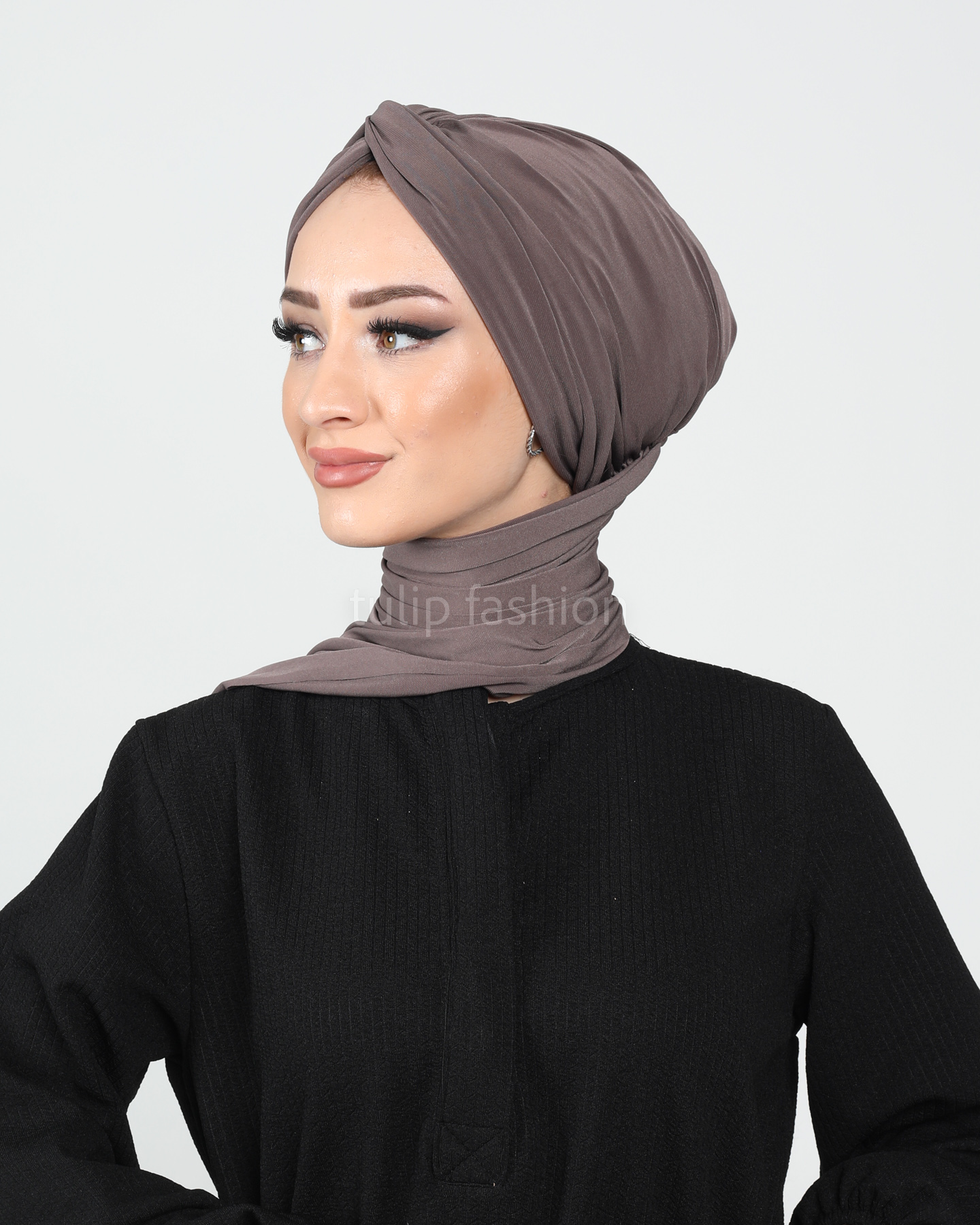 Turban with shawl - Sundus - Brown - 2