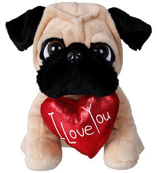 Mops gosedjur med hjärta - I love you