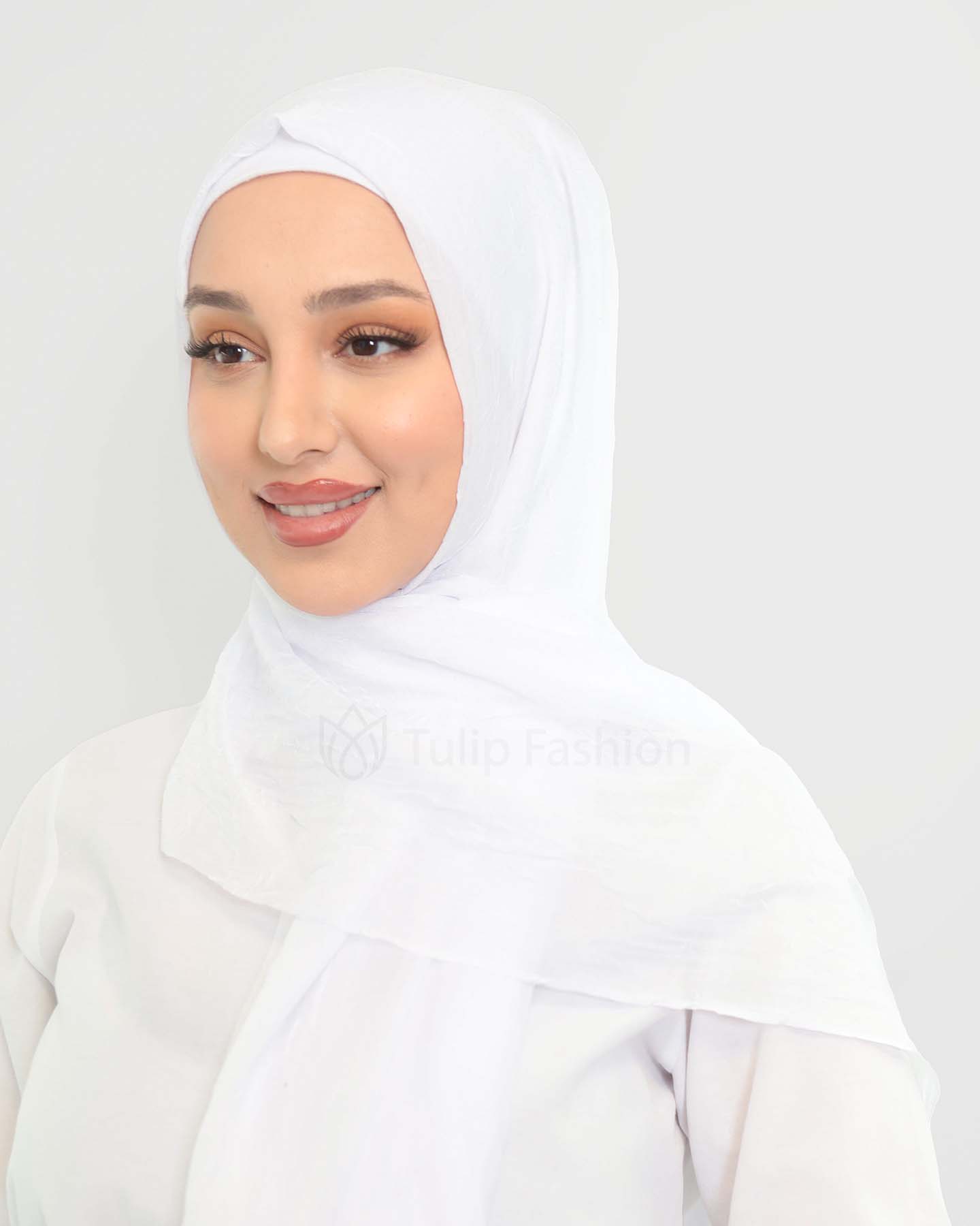 Hijab - Crinkle Woven - White