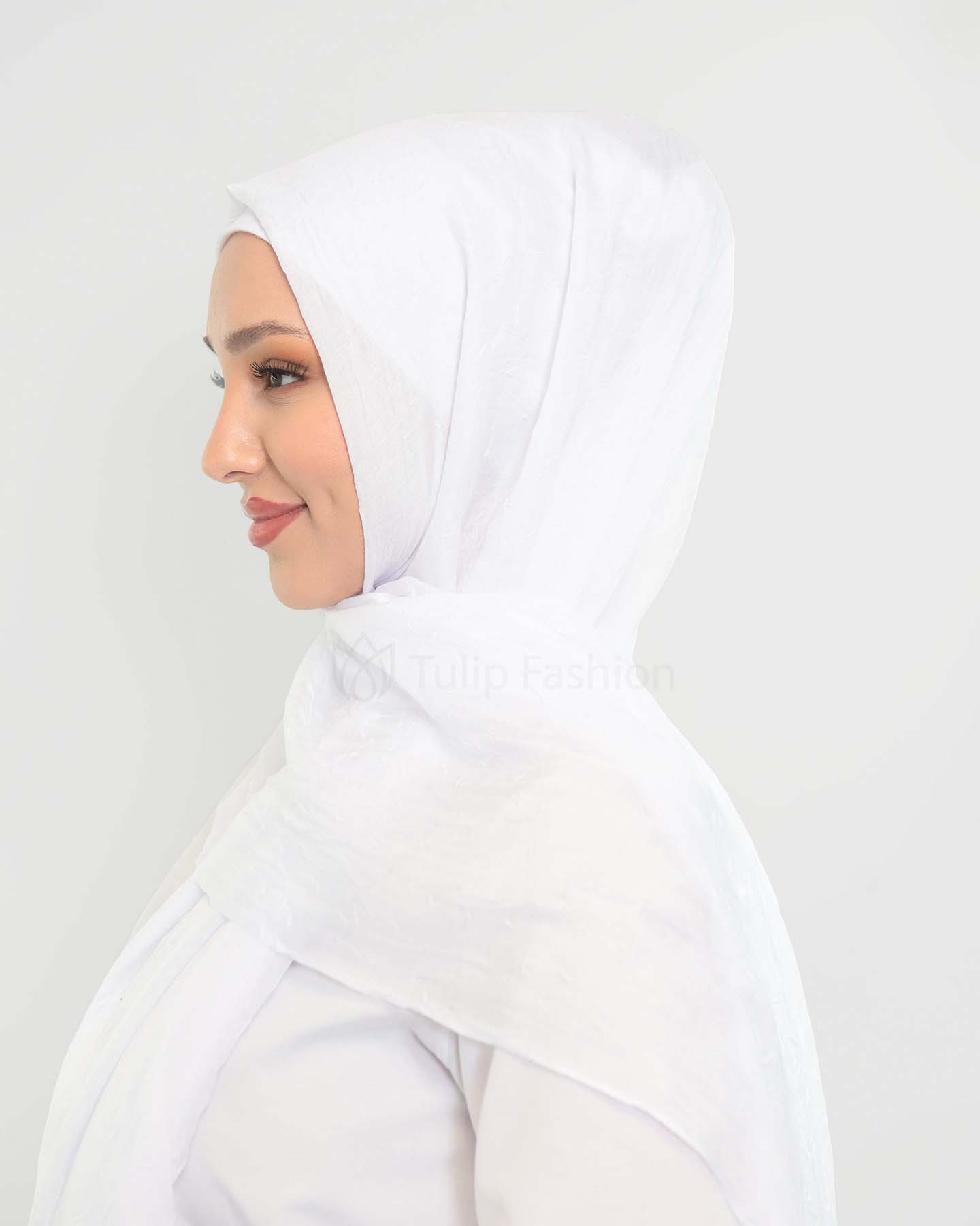 Hijab - Crinkle Woven - White - 2