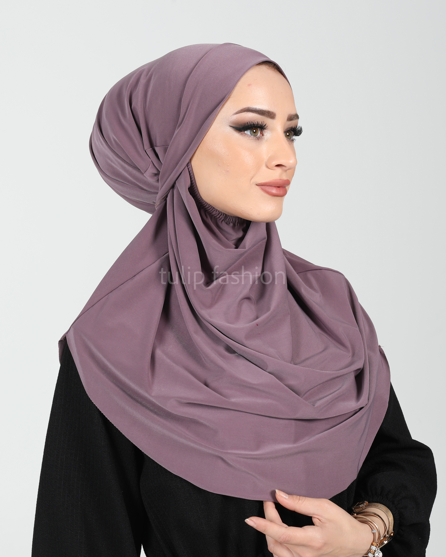 Hijab - Instant lycra with band - Purple - 3