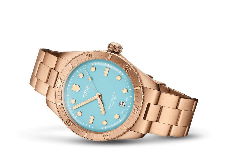 01 733 7771 3155-07 8 19 15 Oris Divers Sixty-Five 38 Cotton Candy ljusblå