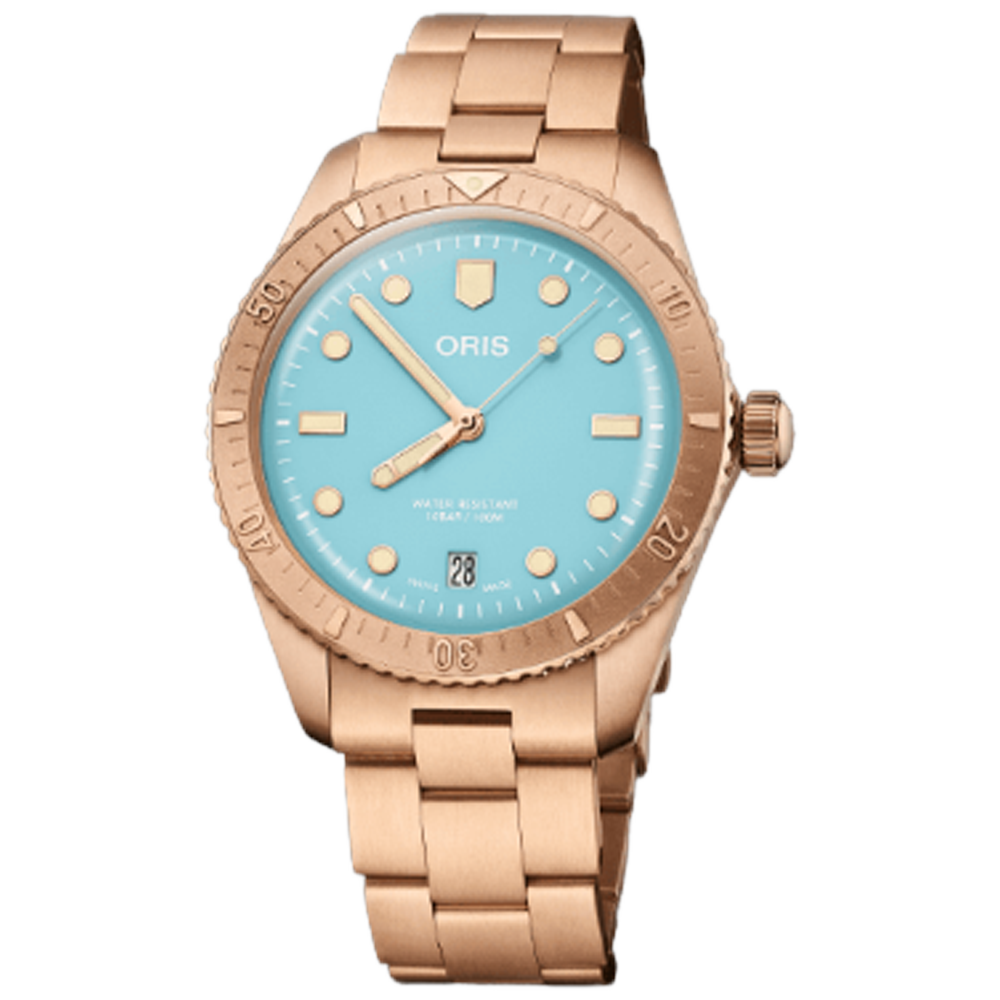 01 733 7771 3155-07 8 19 15 Oris Divers Sixty-Five 38 Cotton Candy ljusblå