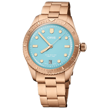 01 733 7771 3155-07 8 19 15 Oris Divers Sixty-Five 38 Cotton Candy ljusblå