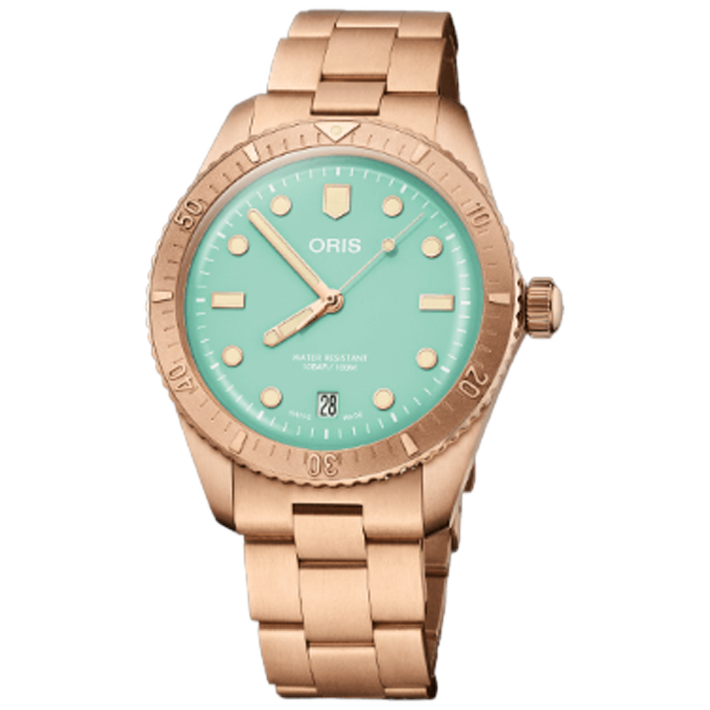 01 733 7771 3157-07 8 19 15 Oris Divers Sixty-Five 38 Cotton Candy mintgrön