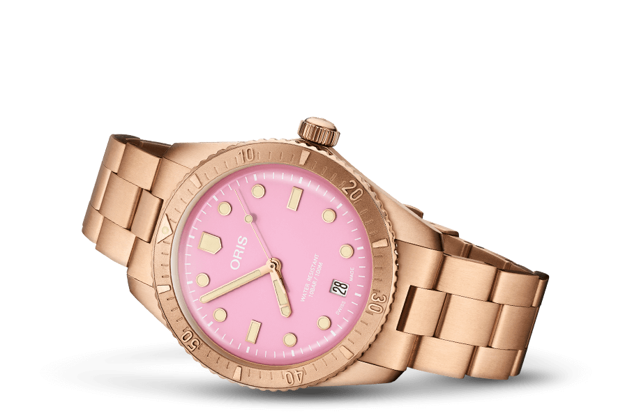 01 733 7771 3158-07 8 19 15 Oris Divers Sixty-Five 38 rosa