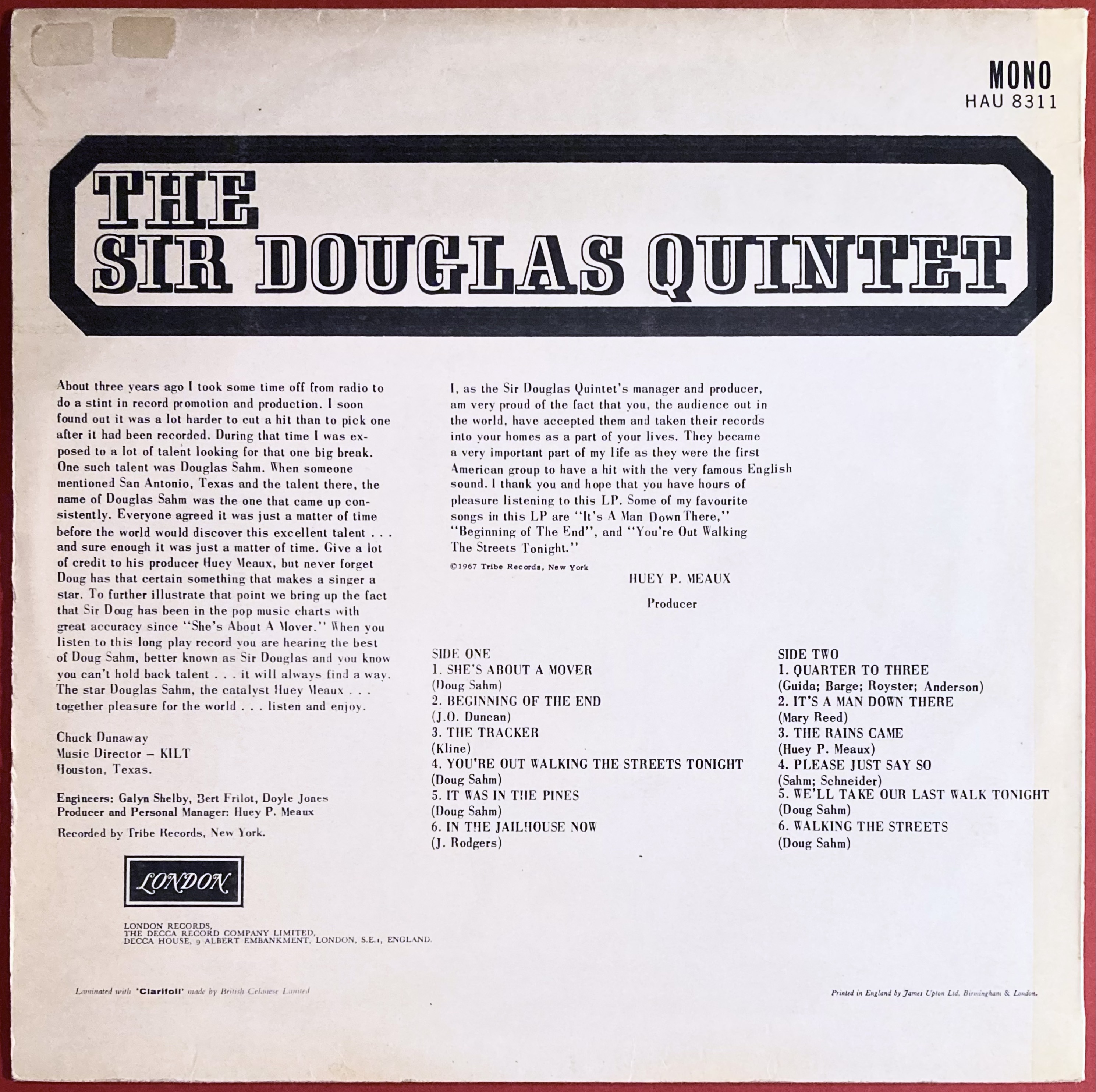 SIR DOUGLAS QUINTET - "same" UK-orig LP 1967 - 3