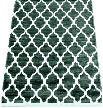 Svart vit matta Tangier bomull bomullsmatta 70 x 200cm shabby chic lantlig stil Gårdsromantik