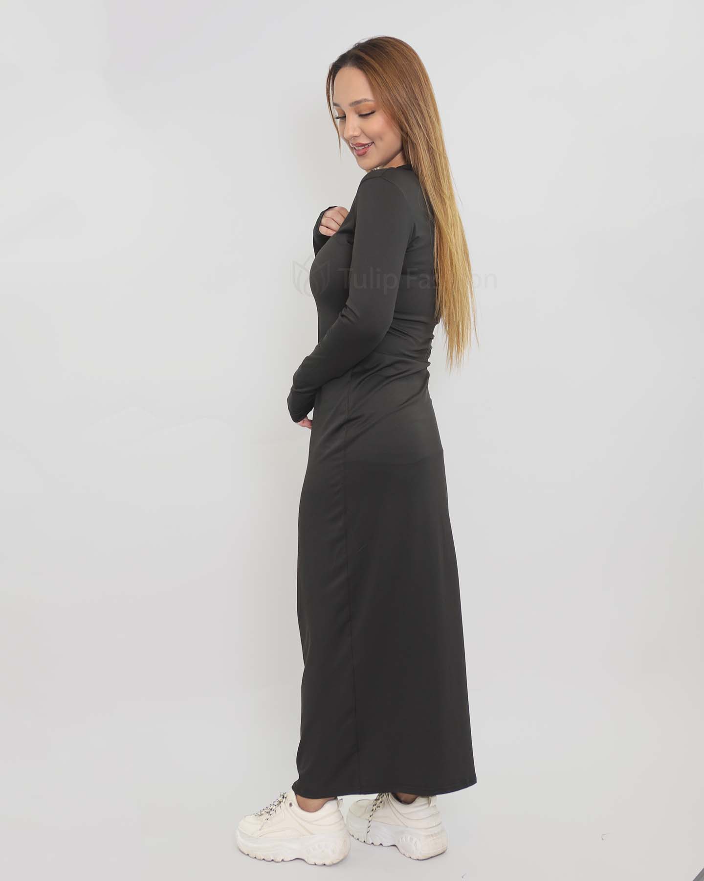 Jersey dress basic - Black - 4