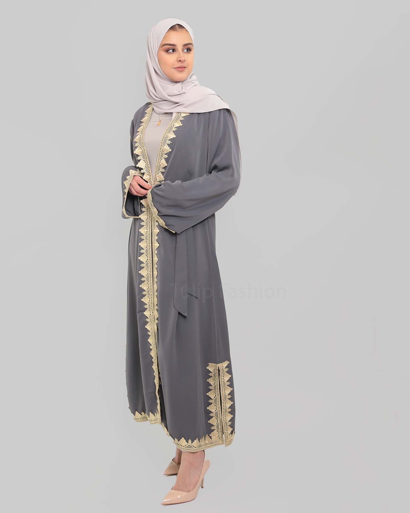 Ramadan open abaya - Kaftan - Gray - 2