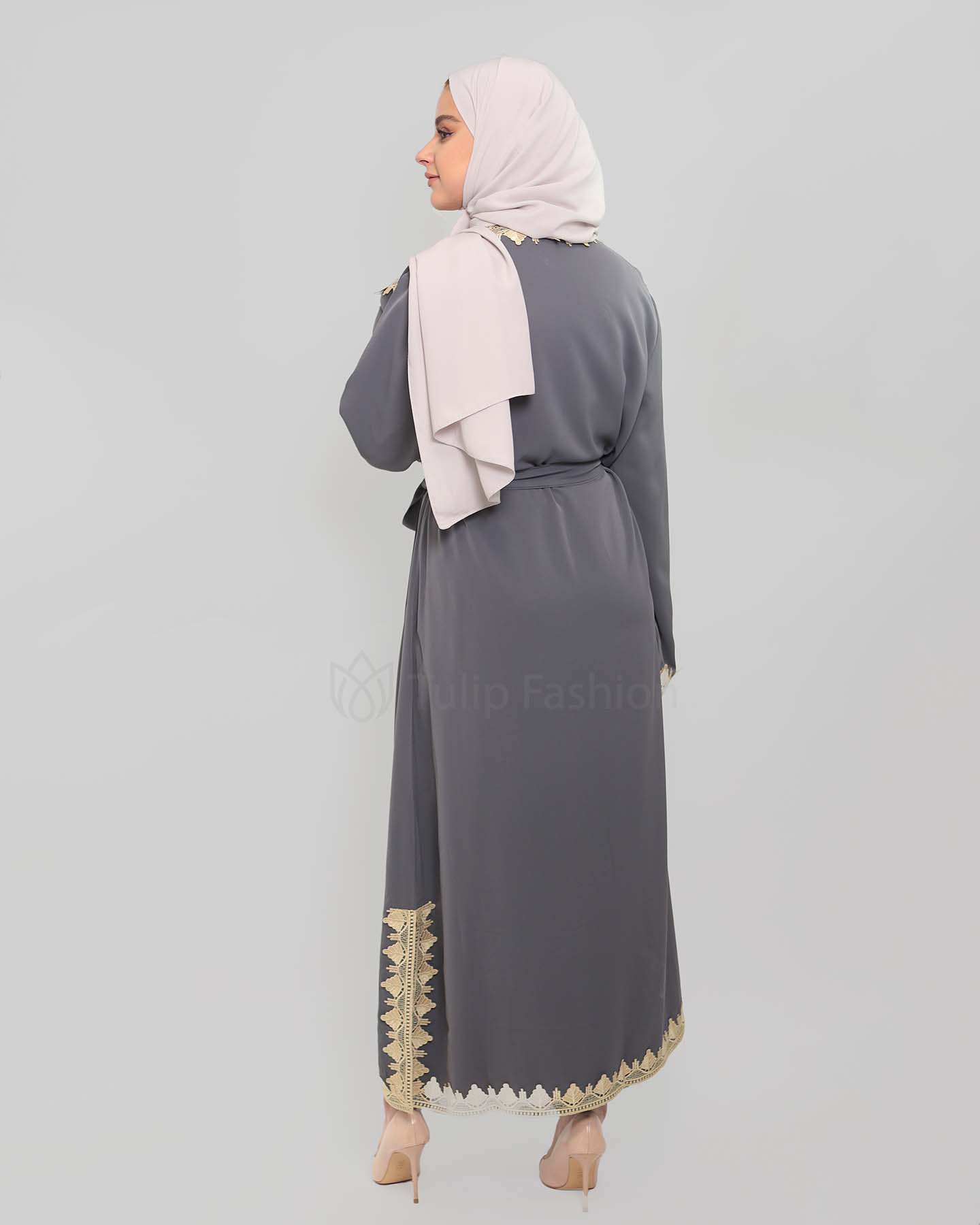 Ramadan open abaya - Kaftan - Gray - 4