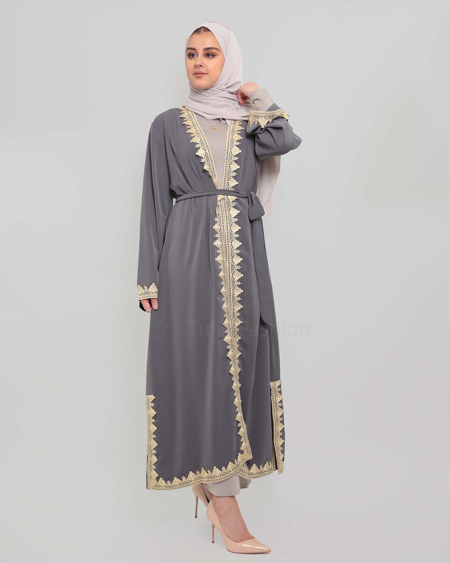 Ramadan open abaya - Kaftan - Gray